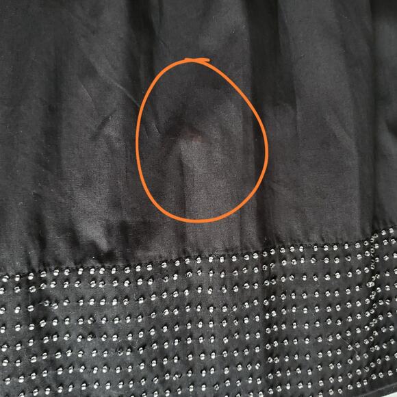 Talbots A Line Pleat Beaded Black Cotton Skirt 18 Preppy Career Modern Cocktail - Picture 6 of 11